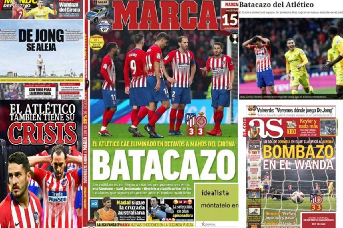 Portadas: Así titularon los diarios el batacazo del Girona del Choco Lozano ante el Atlético de Madrid