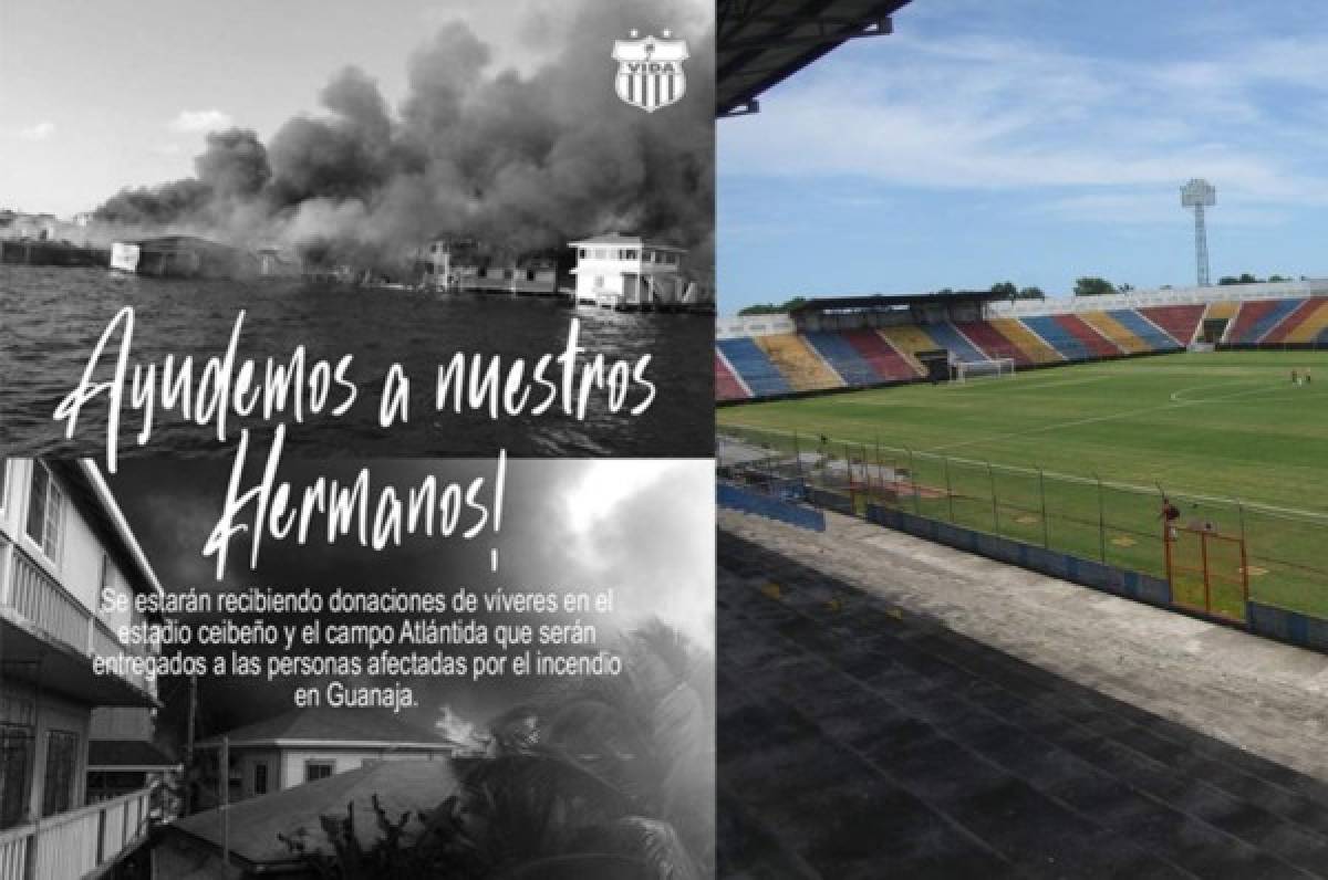 Vida recibirá donaciones de víveres en estadio Ceibeño para afectados por incendio en Guanaja