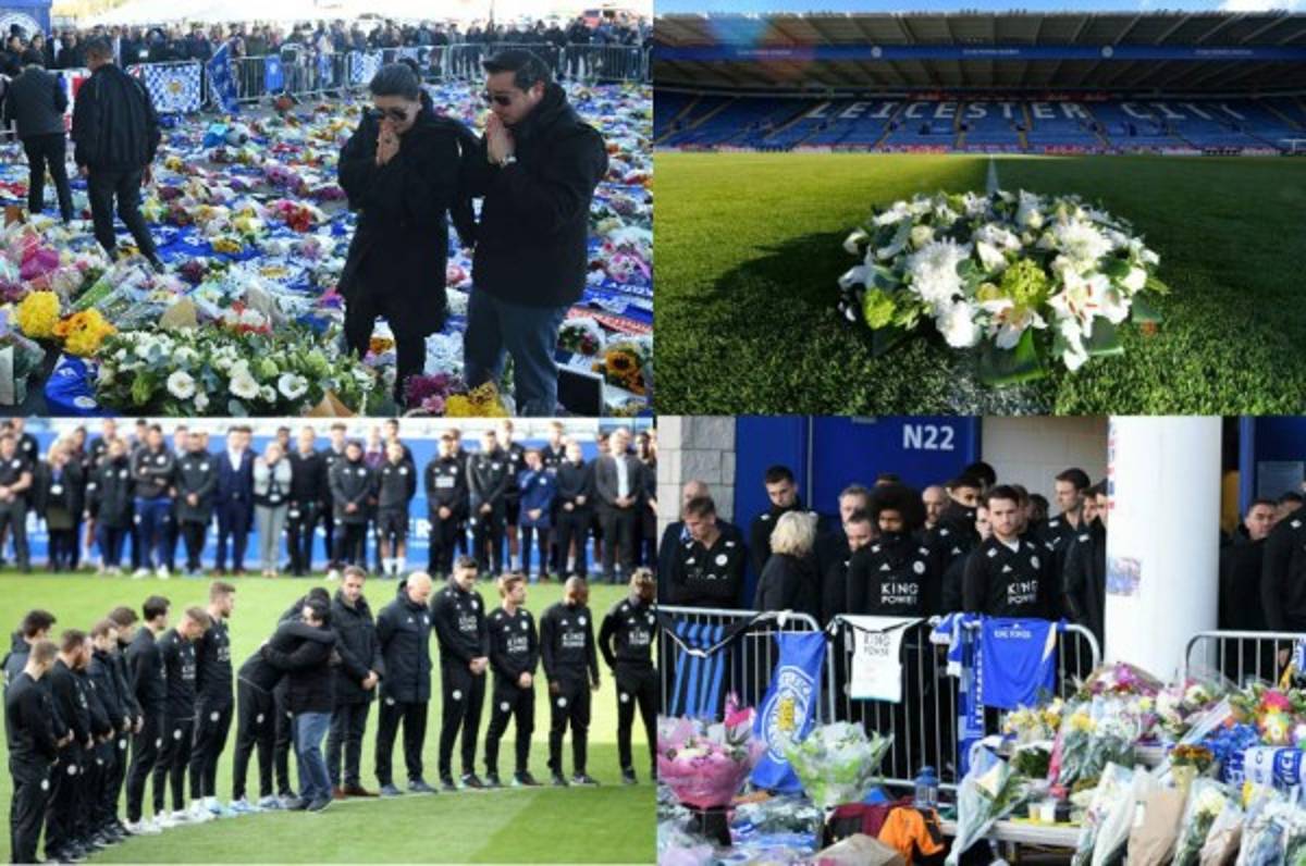 Jugadores del Leicester le rindieron tributo a su presidente en el King Power Stadium