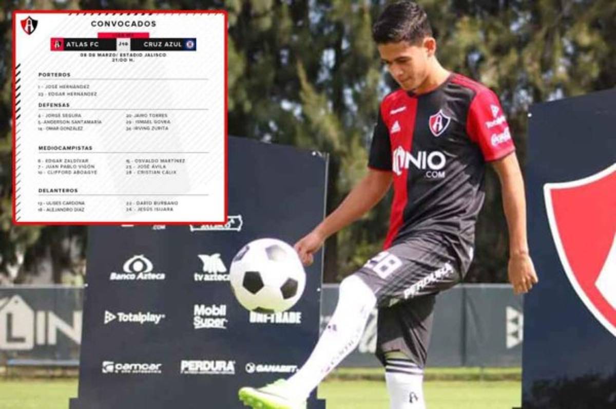 Cristian Cálix es convocado por el Atlas para enfrentar al Cruz Azul