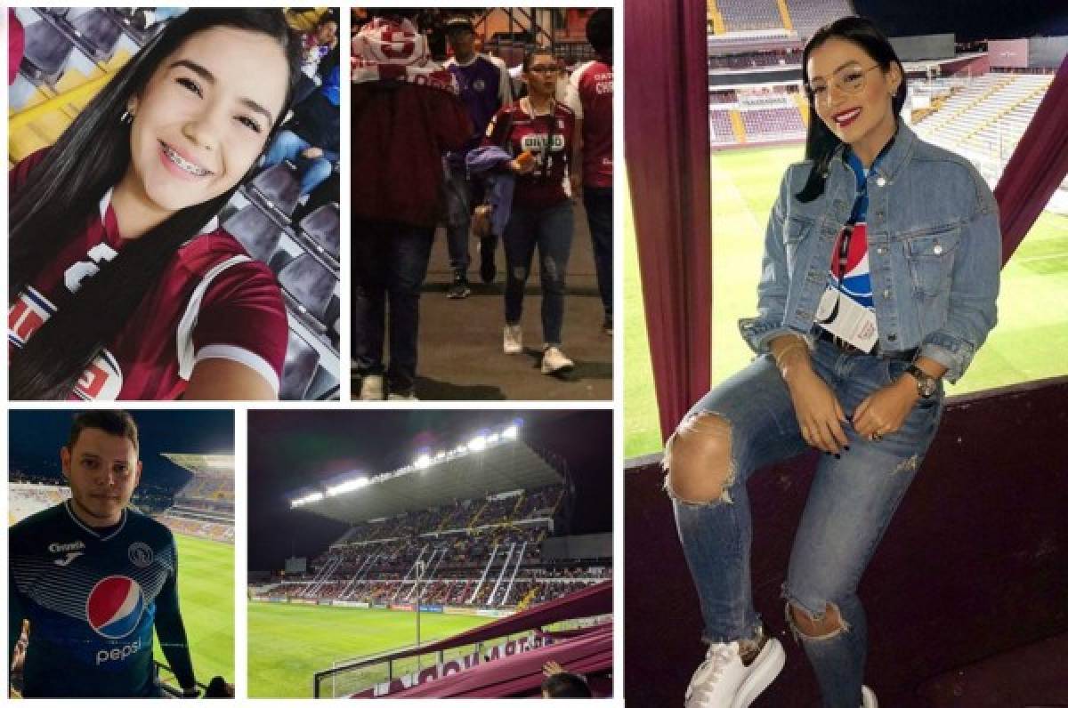 Ambiente del Saprissa-Motagua; Aficionados del Ciclón y esposa de Emilio en el estadio