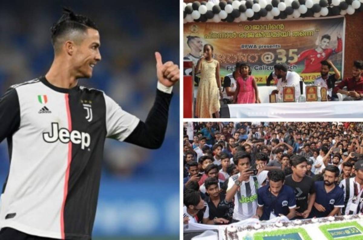 Increíble: Así celebraron el cumpleaños 35 de Cristiano Ronaldo en India, con pastel gigante y cánticos  