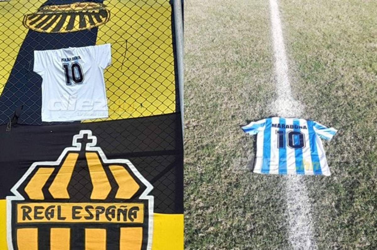 Equipos de Liga Nacional en Honduras rinden tributo a Diego Maradona durante los juegos de la Jornada 12