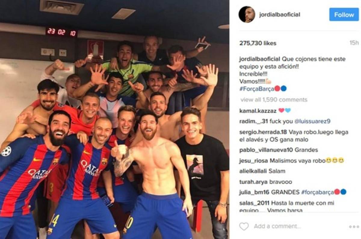 Jugadores del Barcelona celebran a lo grande en redes sociales su 'noche mágica'