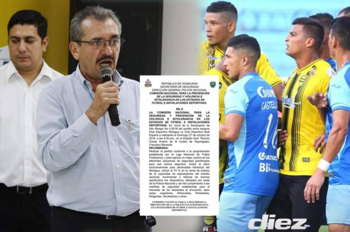 Liga Nacional recomienda el Motagua-Real España fuera de Tegucigalpa y la Comisión de Seguridad en el Nacional