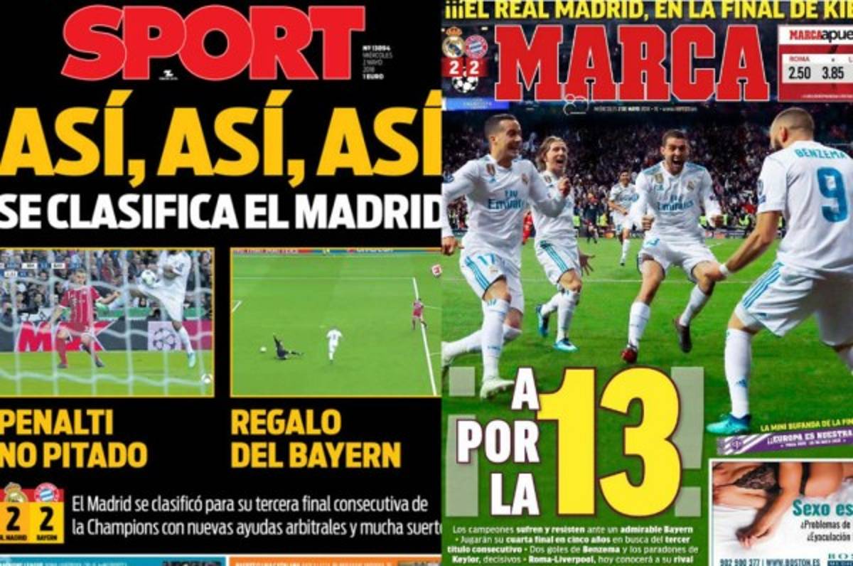 Las portadas sobre el pase a la final del Real: Así, así, así se clasifica el Madrid