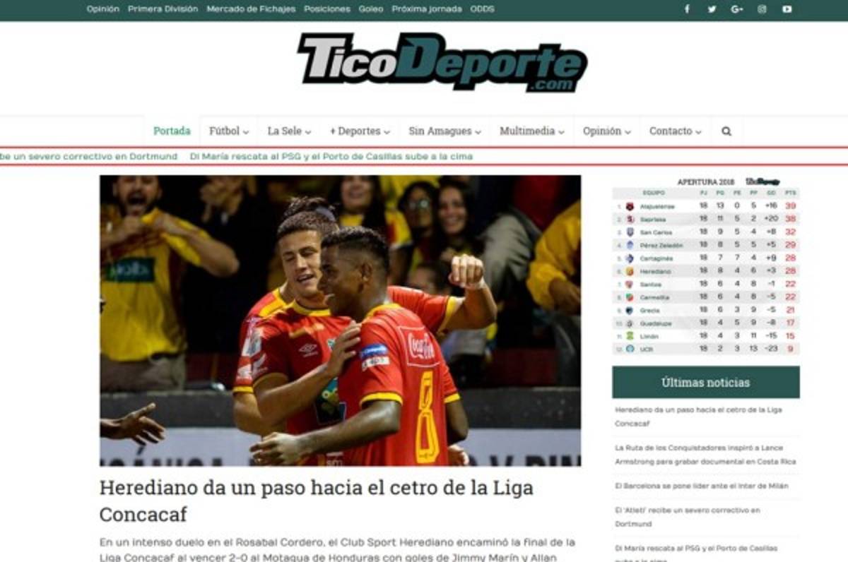 Prensa costarricense llama 'cadáver' al Motagua tras perder ante Herediano