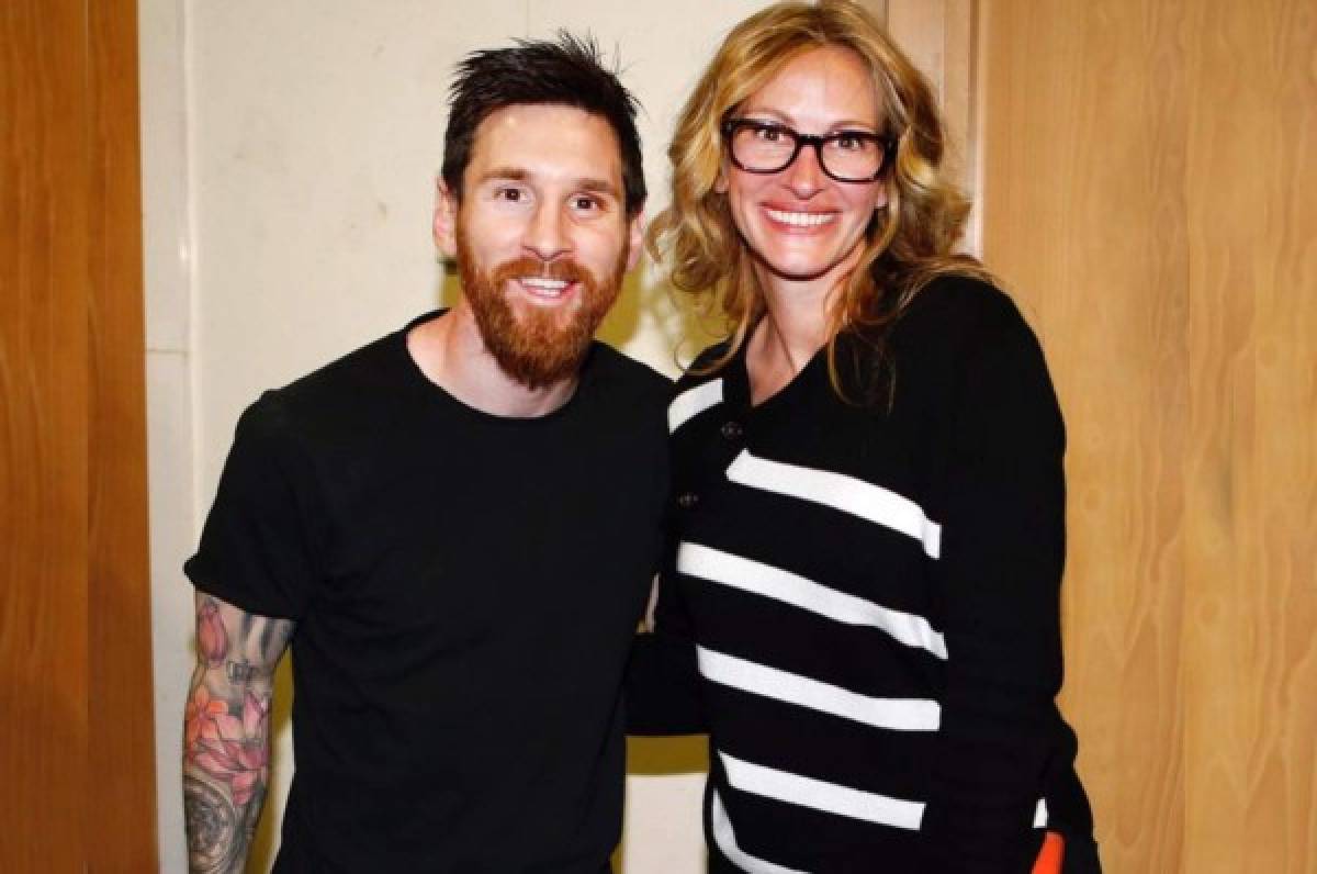 Messi y Julia Roberts se tomaron una fotografía al finalizar el clásico español.