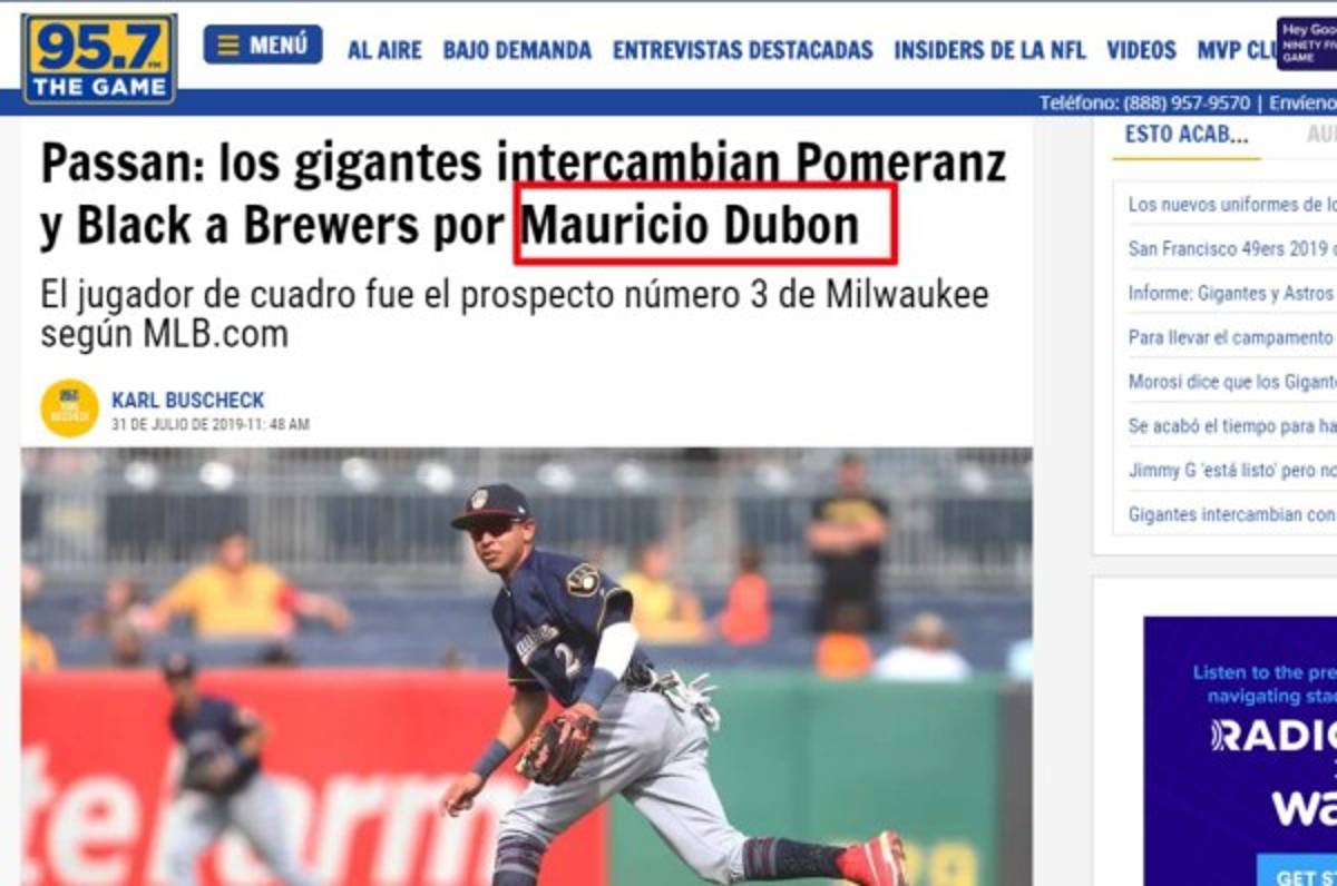 La prensa de EUA hace eco del traspaso de Mauricio Dubón a Giants