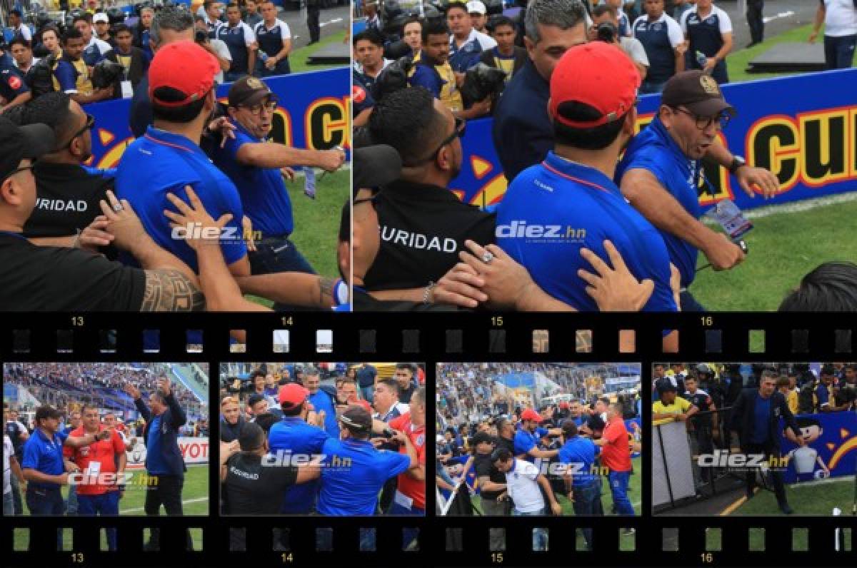 FOTOS: Golpes entre Diego Vázquez y Osman Madrid en el zafarrancho de la Gran Final entre Olimpia y Motagua