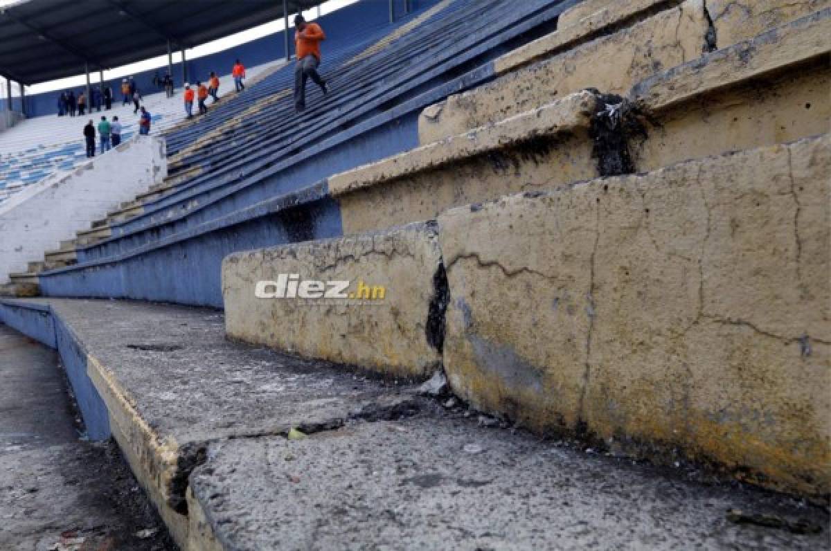 Vetusto, deteriorado y con grietas: Así luce el estadio Nacional de Tegucigalpa
