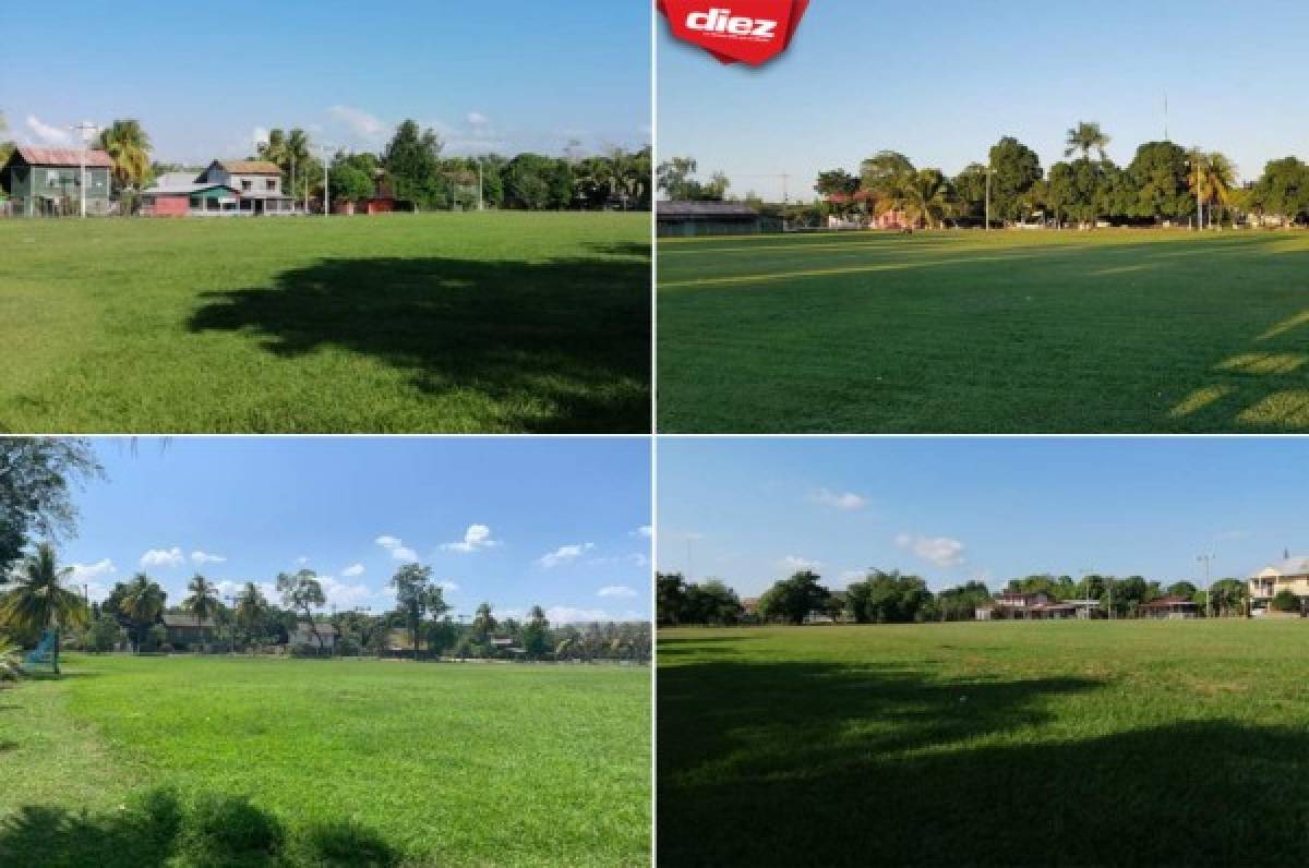 Así lucen las canchas de fútbol de los ex campos bananeros de El Progreso, Yoro