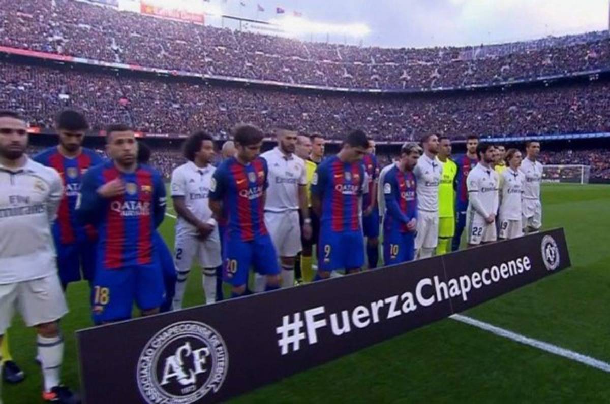Emotivo homenaje del Barcelona y Real Madrid al Chapecoense
