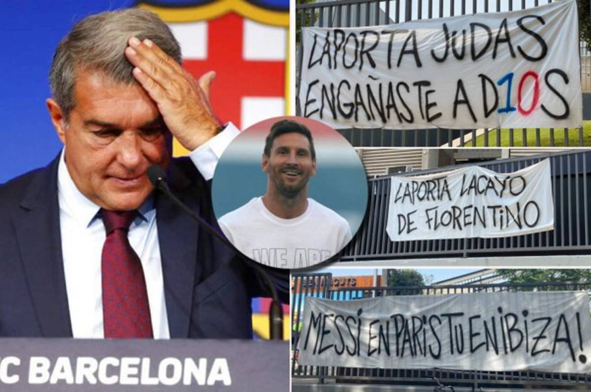 ''Engañaste a D10s'': afición del Barça ataca a Laporta en las afueras del estadio tras el adiós de Messi