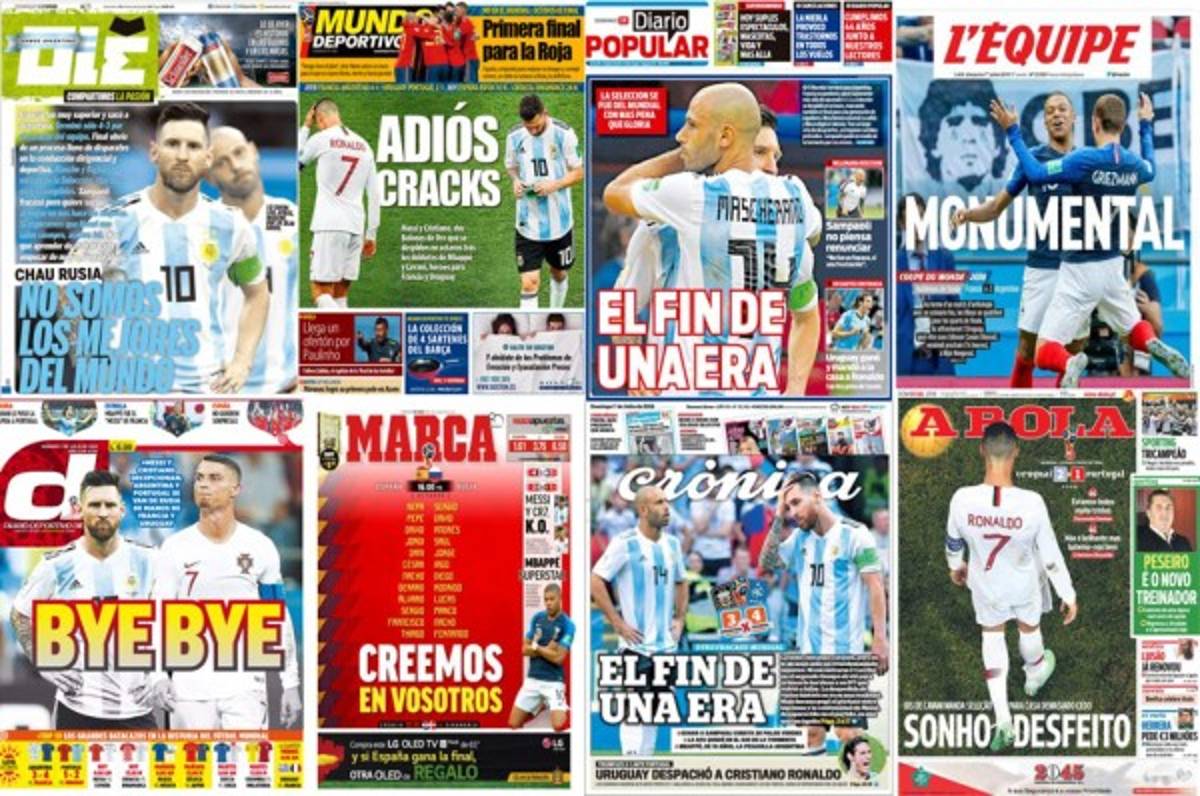 Las portadas de los diarios del mundo tras la eliminación de Messi y Cristiano de Rusia