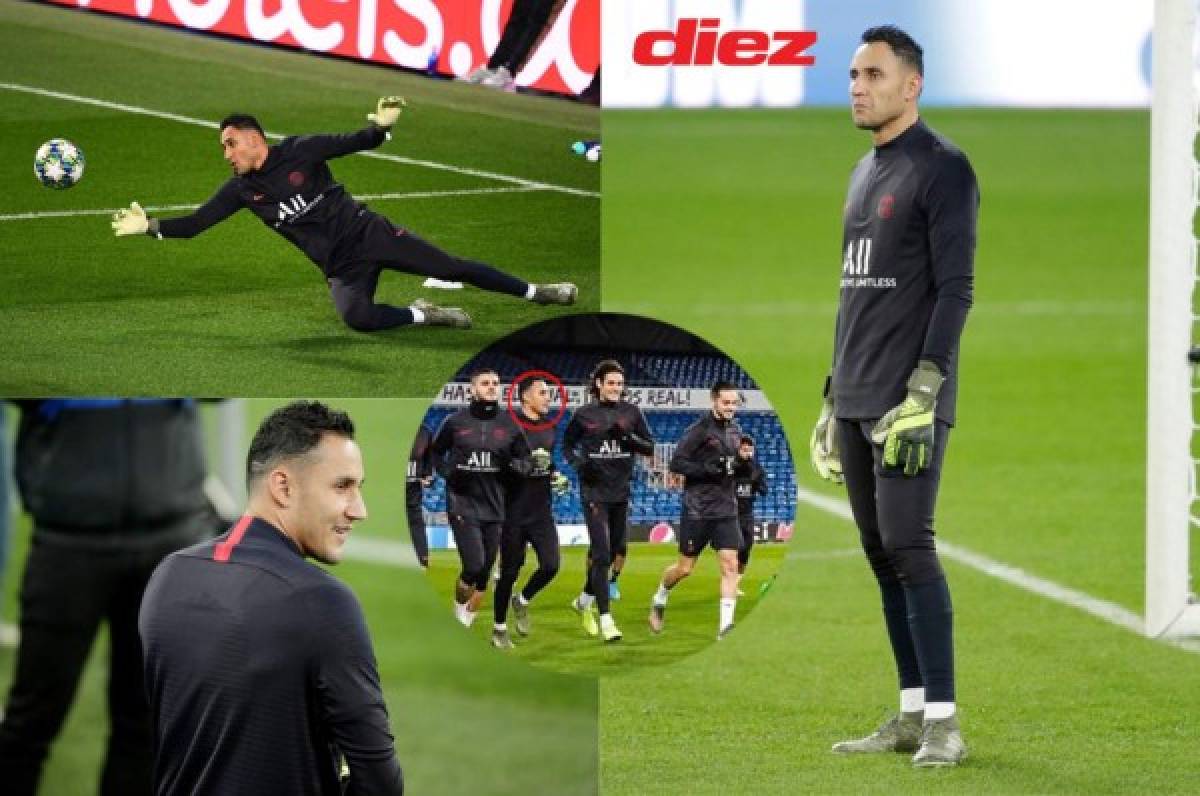 Gesto, tapada y una sonrisa: Keylor Navas volvió a pisar el Santiago Bernabéu previo al Real Madrid-PSG