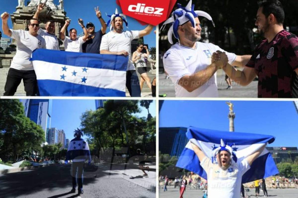 ¡Tomaron el Ángel de la Independencia! Hondureños decoran el centro del D.F. previo al choque ante México