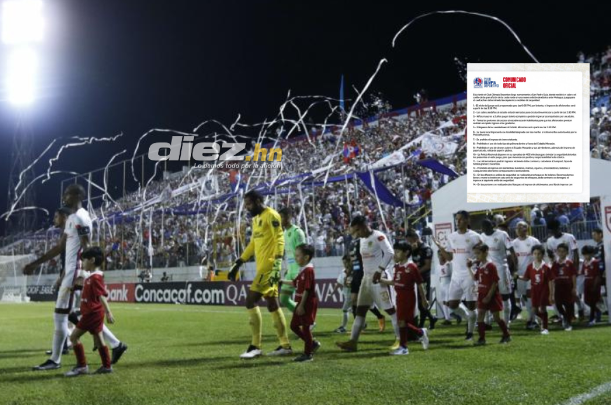 Olimpia confirma horario de apertura de portones y prohíbe el ingreso de la barra del Motagua en el Estadio Morazán