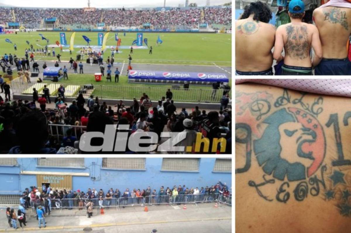 Ambientazo: Largas filas y hasta hinchas tatuados en la final entre Motagua y Olimpia