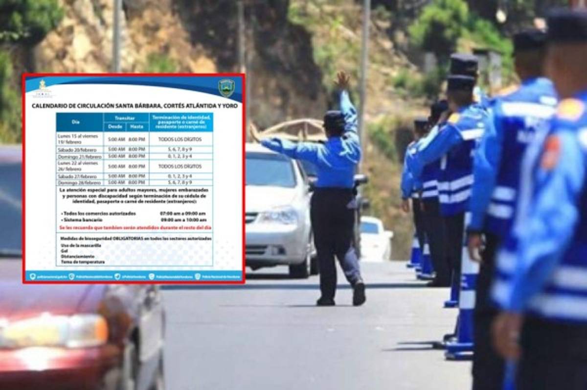 Calendario de circulación por dígito para sábado y domingo 27 y 28 de febrero en Honduras
