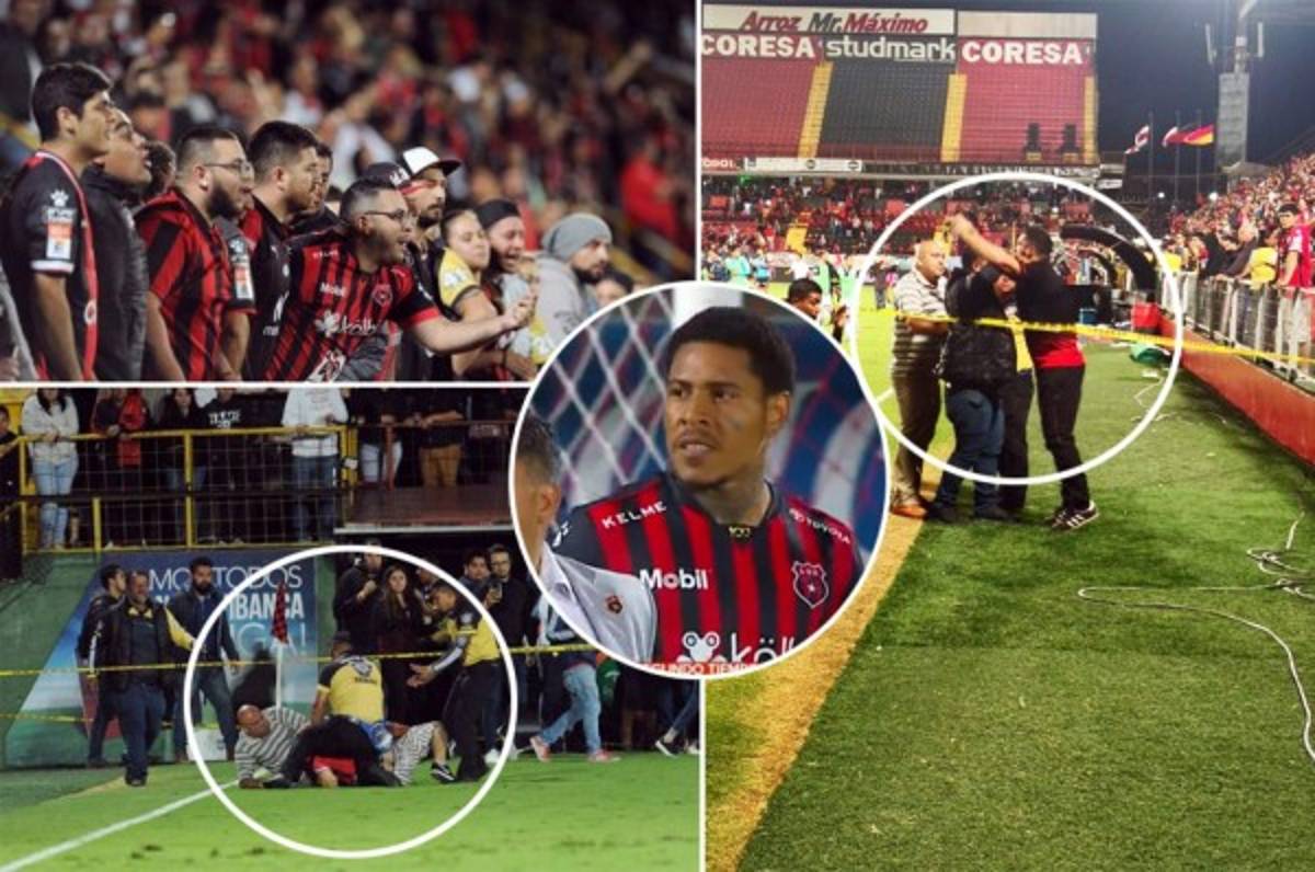 ¡Caos en el Morera Soto! Aficionados enardecidos se meten a la cancha a increpar a los jugadores del Alajuelense