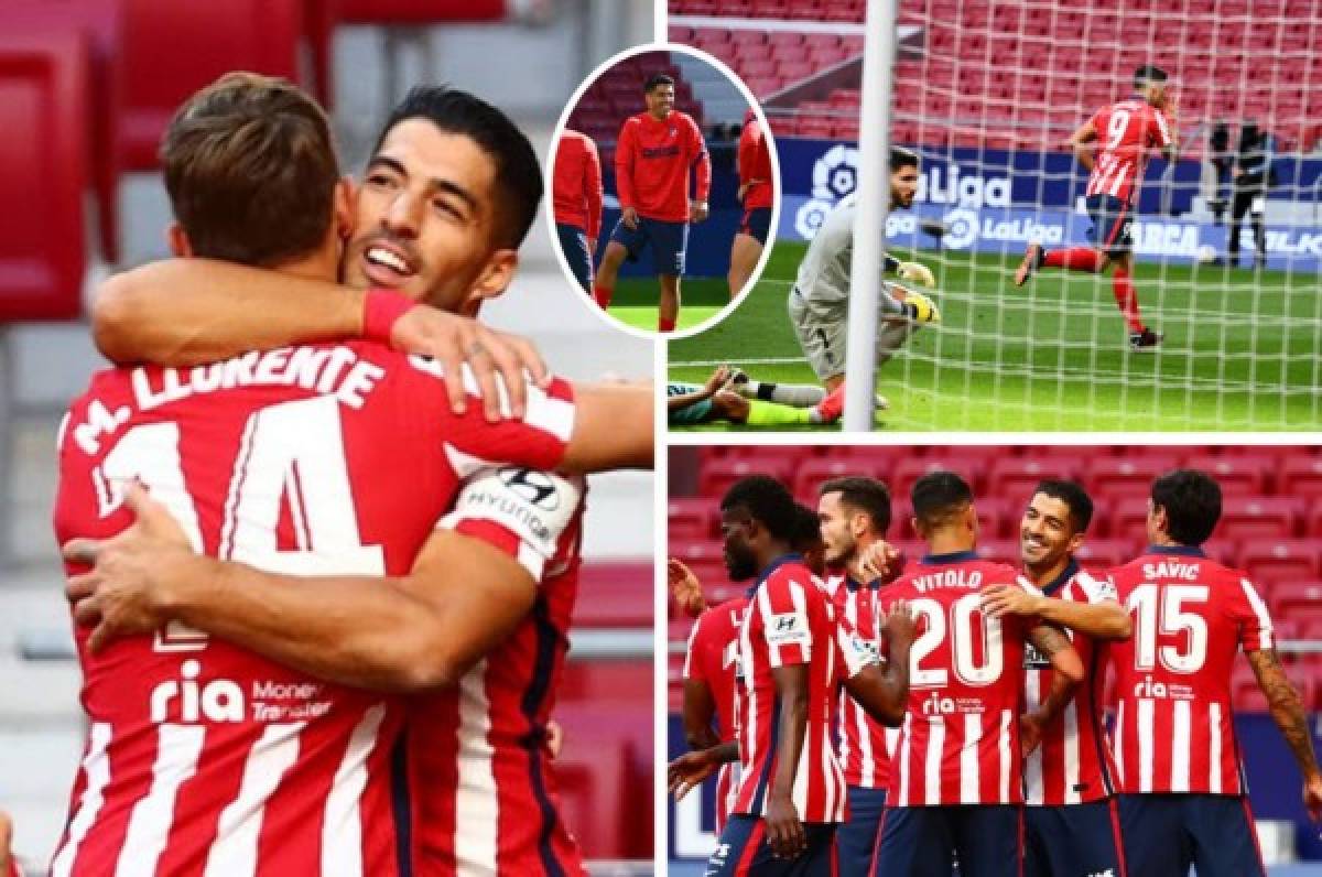Alegría total, abrazos y su ritual: Así fue el debut goleador de Luis Suárez con el Atlético  