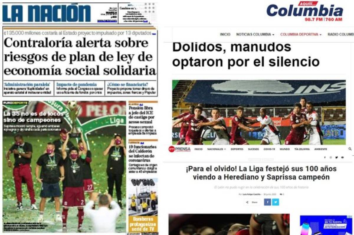Prensa tica destroza al Alajuelense por su pobre juego y alaba la conquista de Centeno y Saprissa