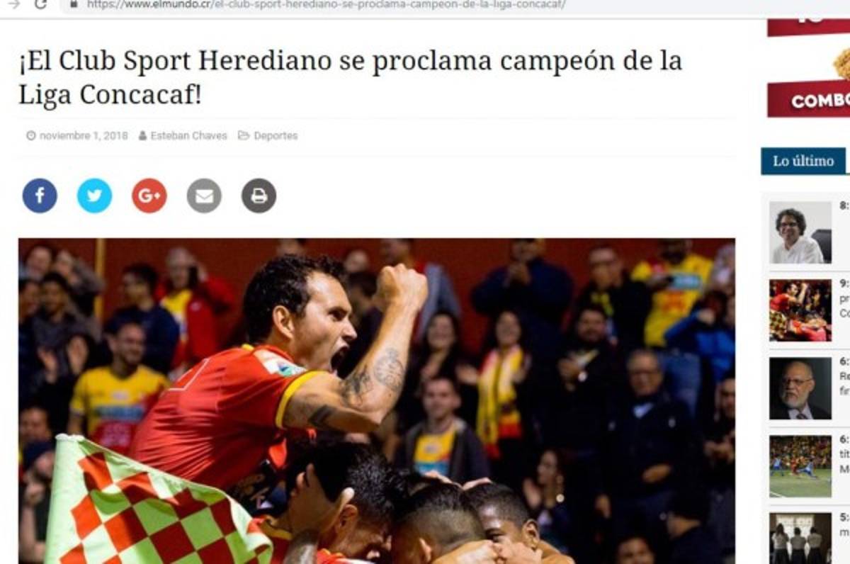 El orgullo de la prensa tica tras el triunfo del Herediano sobre Motagua