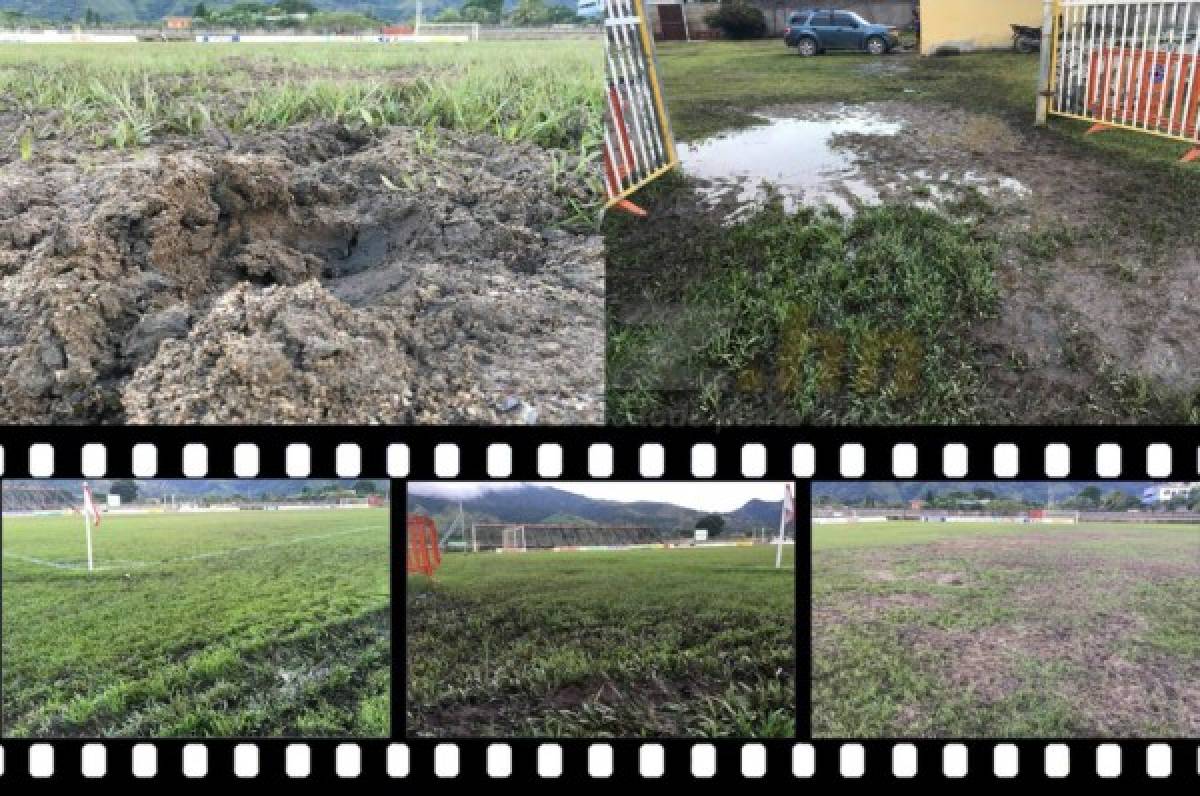 !Destrozada! Así está la cancha del estadio Francisco Martínez de Tocoa