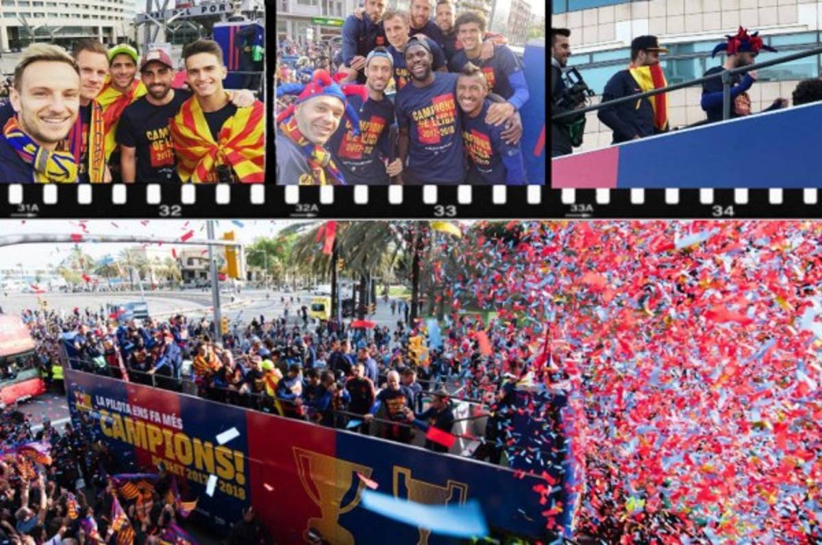 FOTOS: La gran celebración del FC Barcelona por el doblete en España