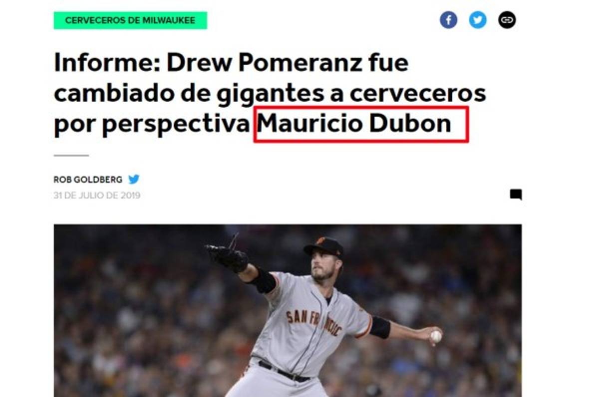 La prensa de EUA hace eco del traspaso de Mauricio Dubón a Giants