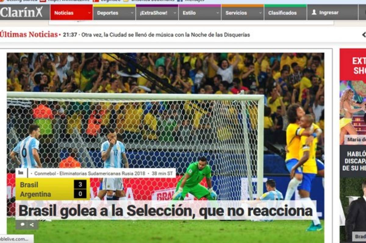 'Catástrofe, humillación', así reacciona la prensa tras goleada de Brasil a Argentina