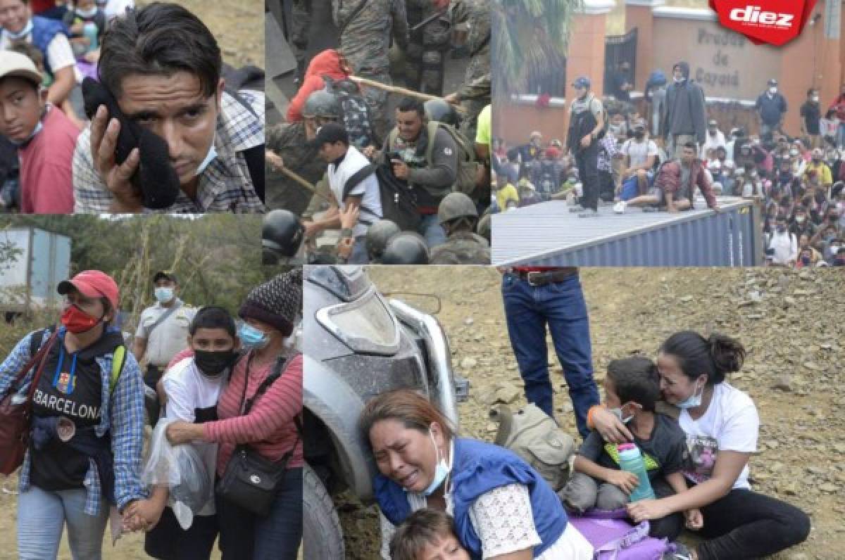 Gas lacrimógeno y mucho sufrimiento: Policía de Guatemala a golpes con caravana de inmigrantes hondureños