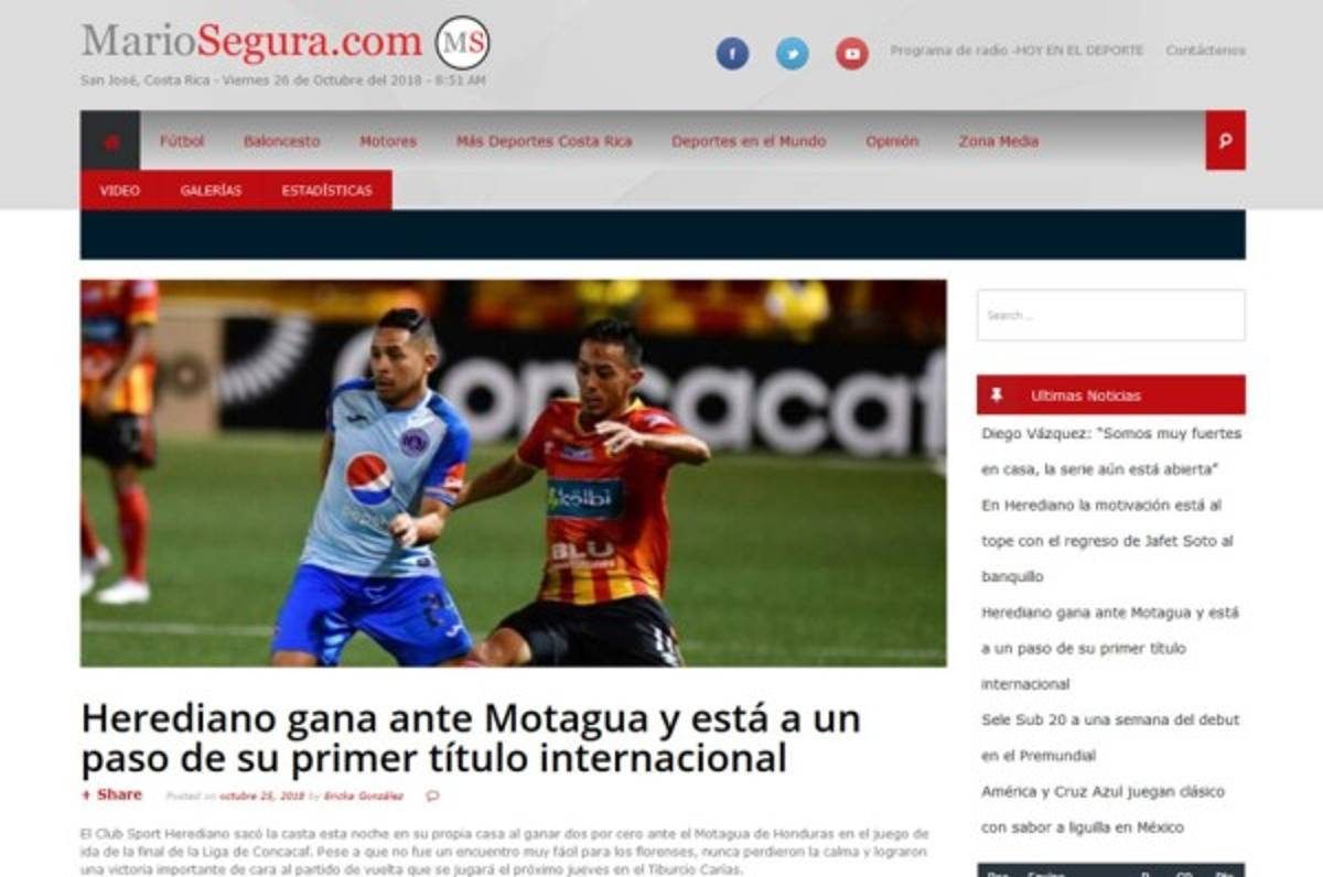 Prensa costarricense llama 'cadáver' al Motagua tras perder ante Herediano
