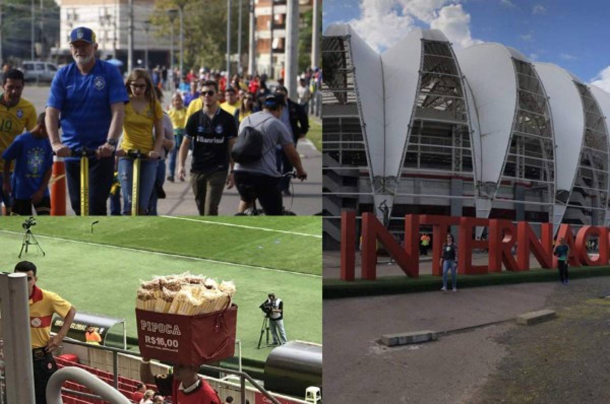 El color: Bonito ambiente en el estadio Beira Río para el Brasil-Honduras