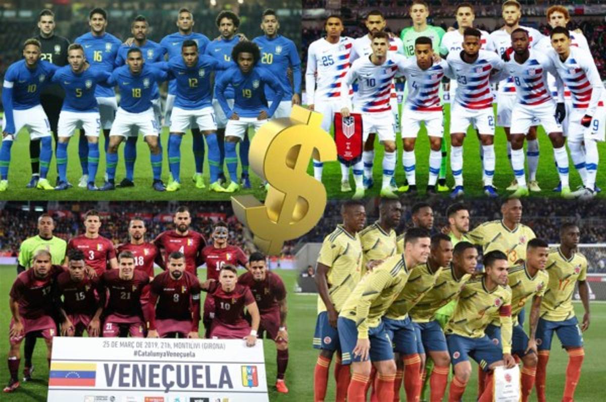 Las 10 selecciones más caras que disputarán la Copa América y la Copa Oro este verano