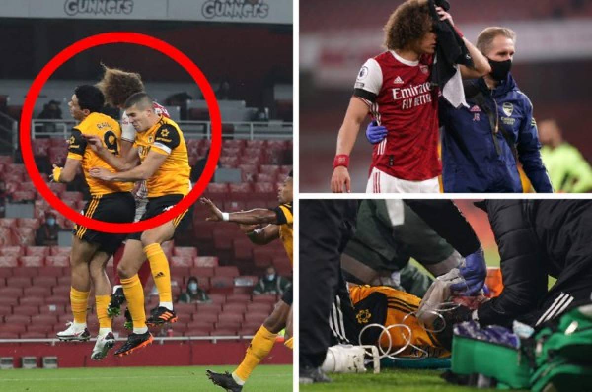 FOTOS: Así fue el choque de cabezas entre David Luiz y Raúl Jiménez que dejó al mexicano nocaut