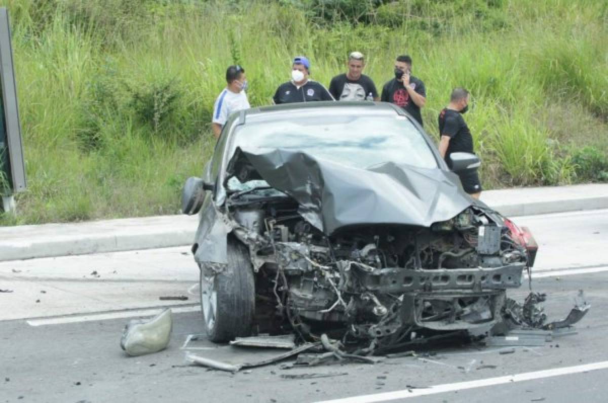 Así quedó el automóvil de Mayron Flores, jugador del Olimpia, tras sufrir accidente de tránsito