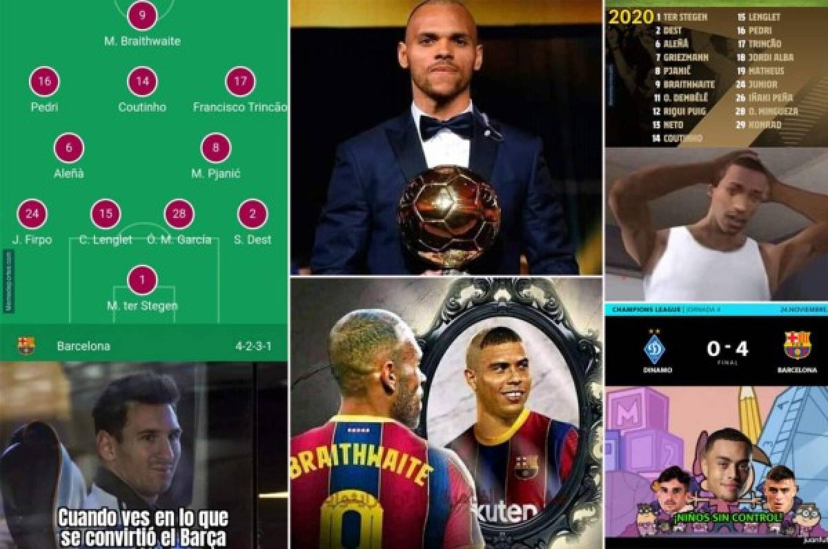 Braithwaite marca doblete con el Barcelona en Champions y los memes estallan las redes