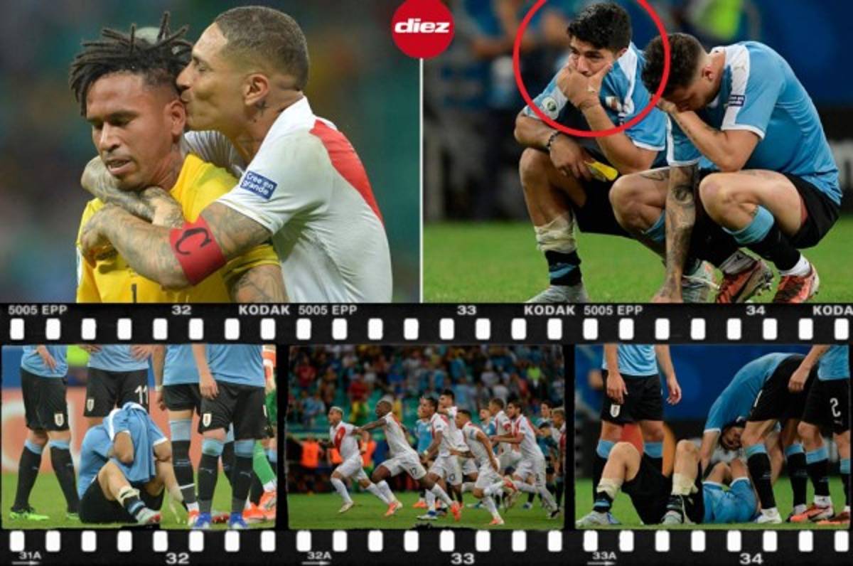 NO VISTE EN TV: Suárez llora y el 'besote' de Paolo Guerrero en el Perú-Uruguay
