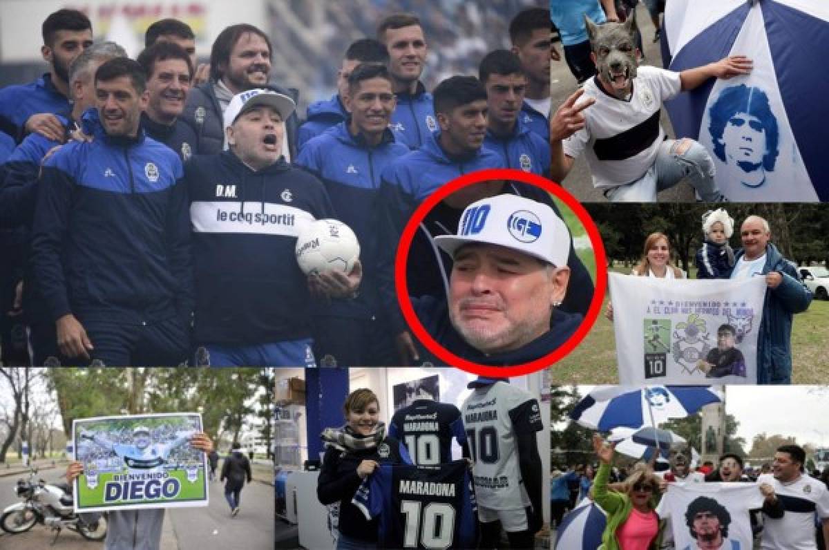 Entre lágrimas: Diego Maradona fue presentado con Gimnasia y desbordó una locura total en La Plata