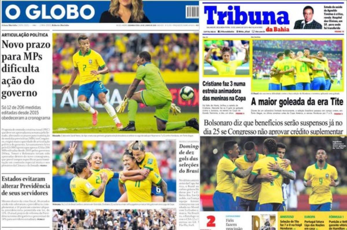 Las portadas de Brasil sobre la goleada a Honduras: 'Masacre'