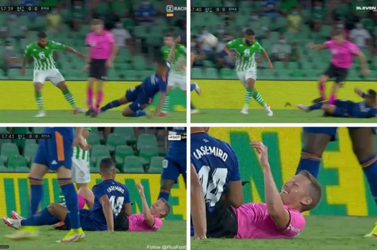 Casemiro no tiene límites: Así fue la tremenda barrida que le hizo al árbitro en pleno Betis-Madrid