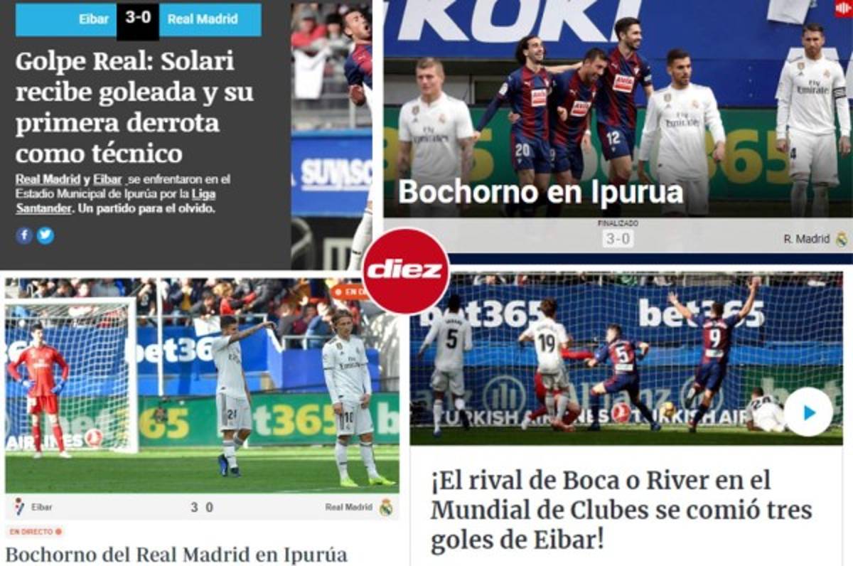''Bochorno'', así se come la prensa al Real Madrid tras recibir paliza del Eibar