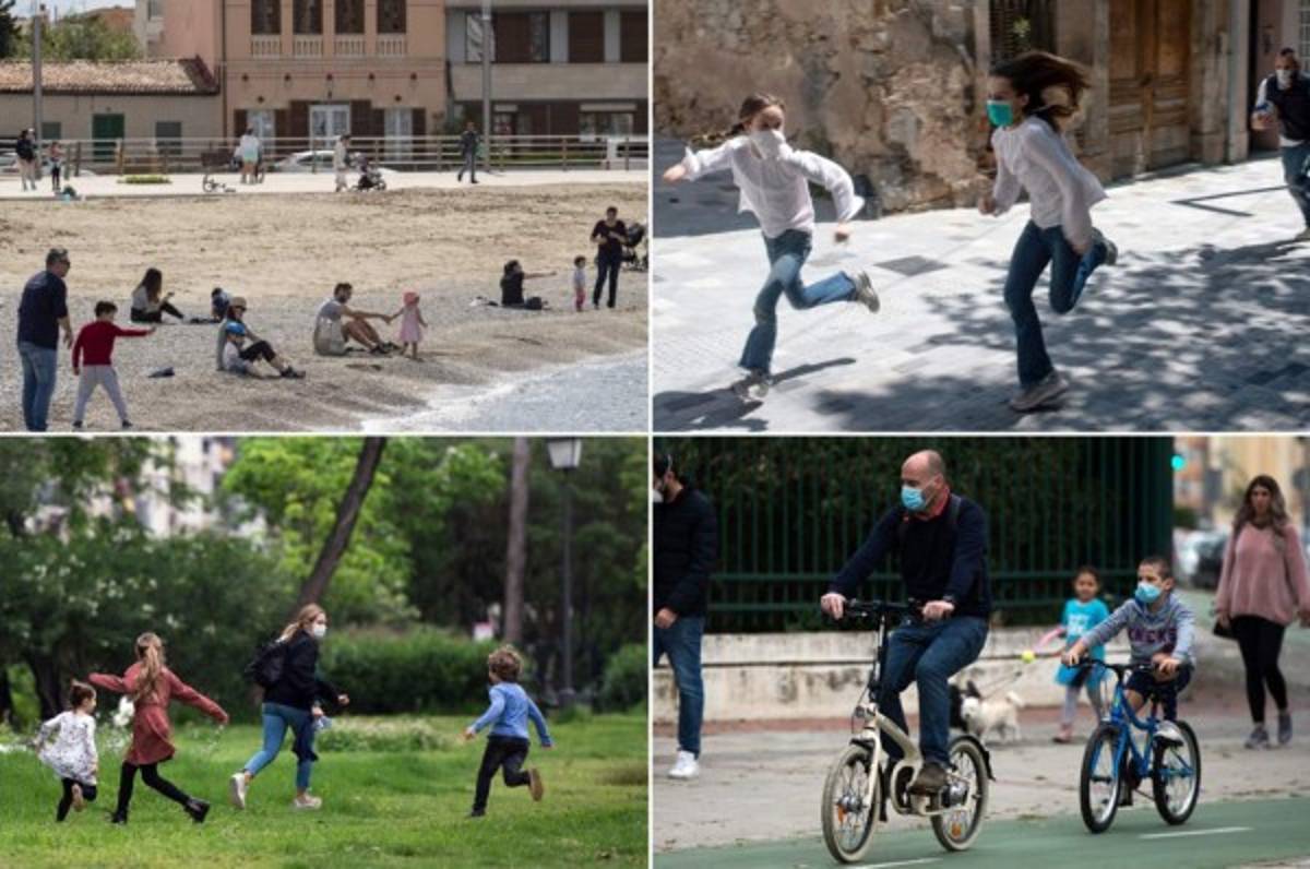 Los niños de España volvieron a salir a las calles tras cuarentena por covid-19