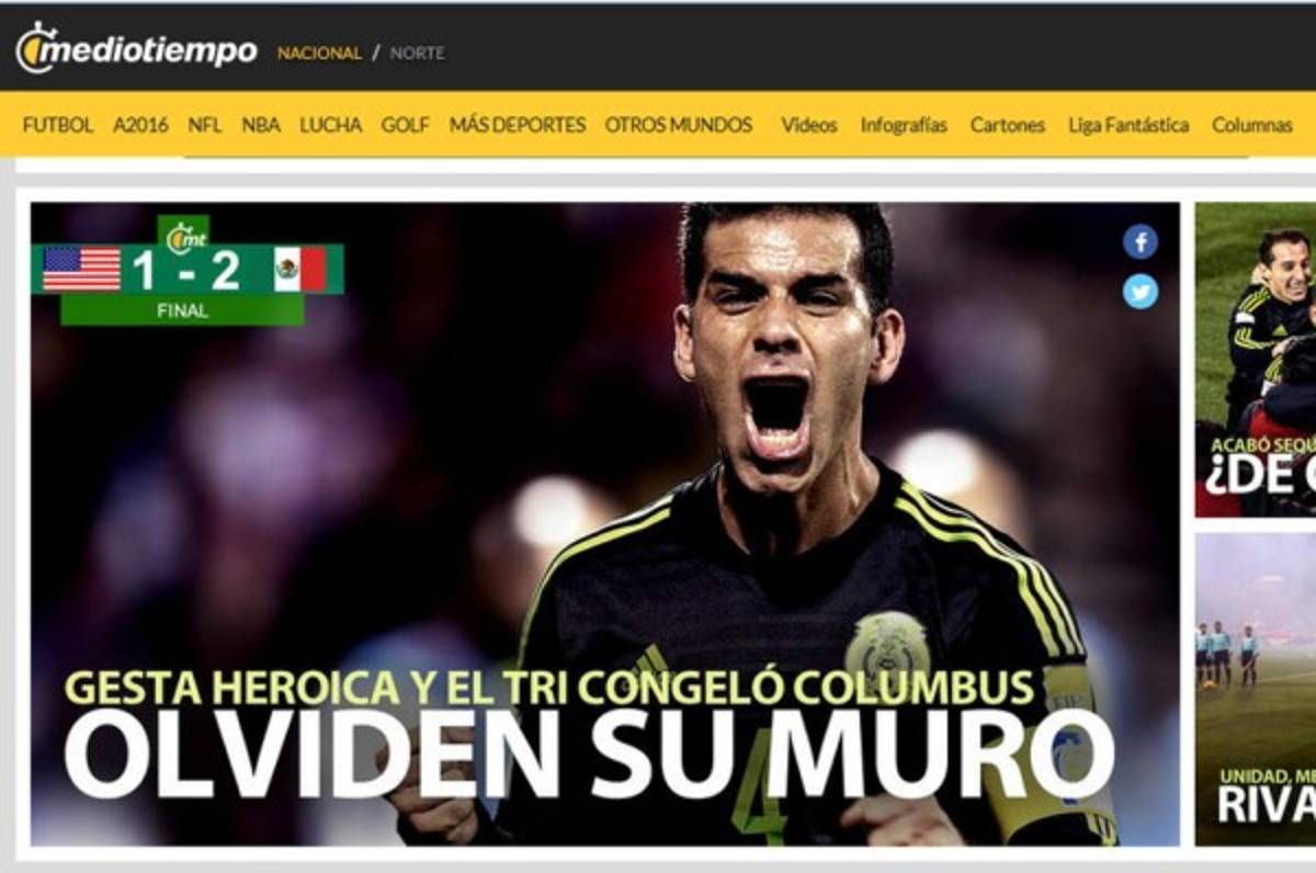 'Adiós fantasmas', 'El tri congeló Columbus', la prensa de México vibra con triunfo ante Estados Unidos