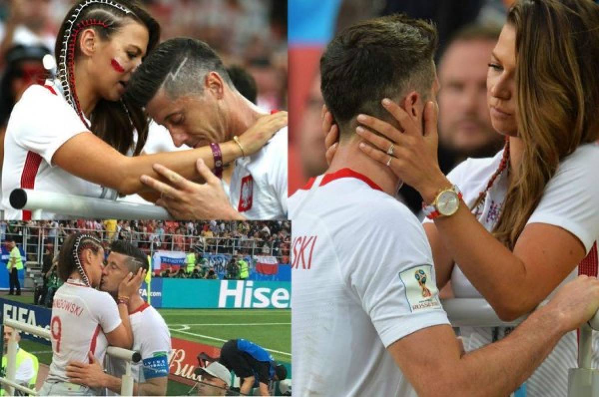 Momento romántico del Mundial: Lewandowski buscó a su novia y fue consolado tras la derrota