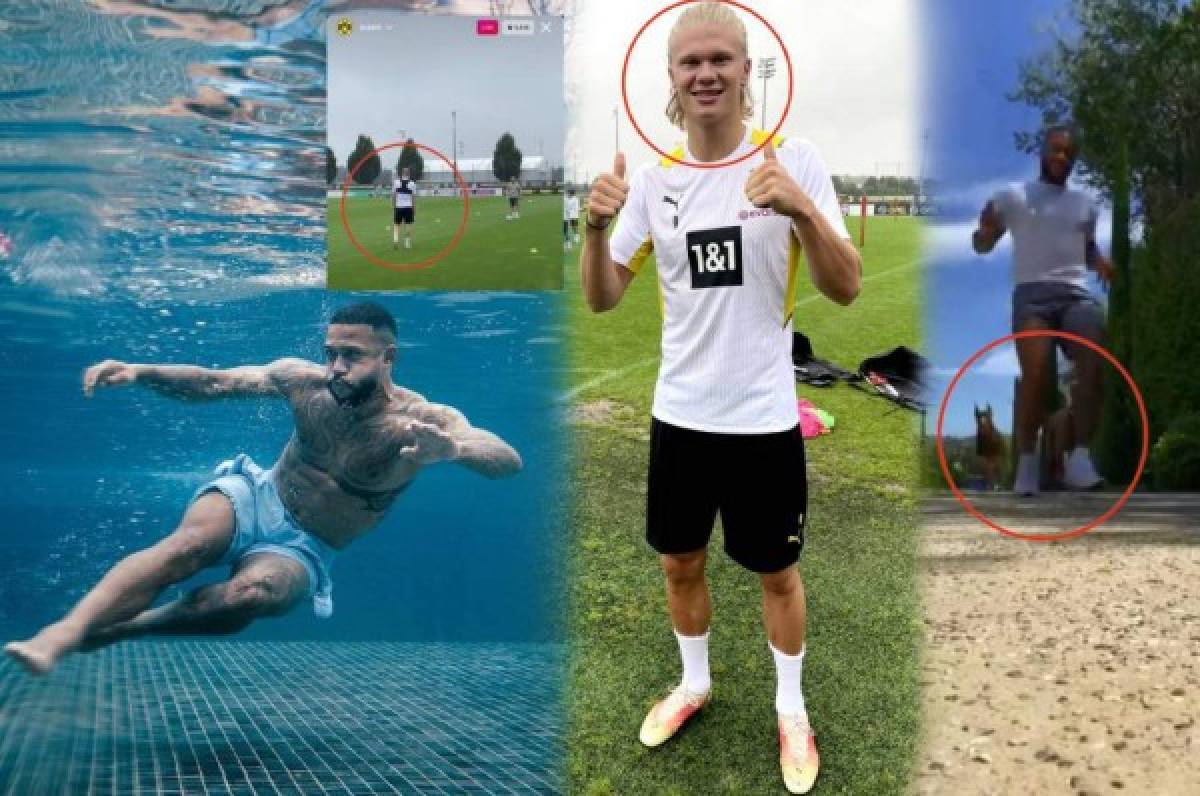 Bajo el agua, con perros y nuevo look: Así entrenan Memphis Depay y Haaland para la nueva temporada