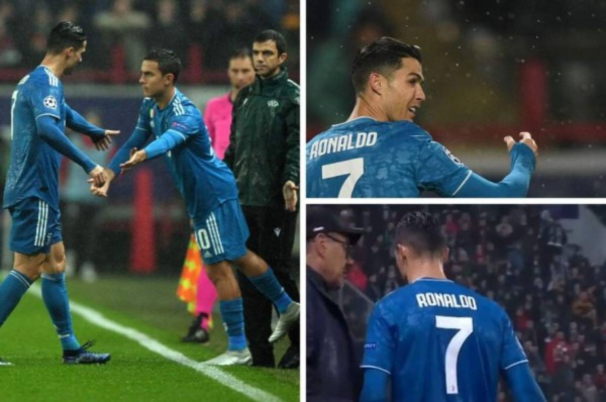 No le dio la mano: Sarri sacó a Cristiano Ronaldo al minuto 81 y estalló de la bronca