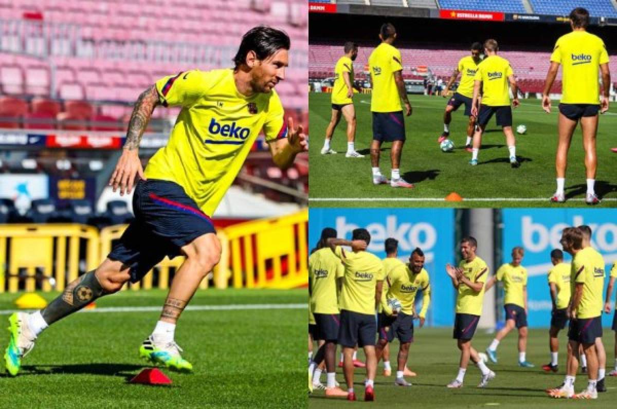 Messi se entrena en el Camp Nou, Suárez puede volver a jugar